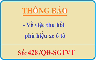 Quyết định số 428/QĐ-SGTVT ngày 22/8/2018 - V/v Thu hồi phù hiệu xe ô tô (10 xe-HTX  DV VT Đồng Tâm - VP quá tốc độ 01/7/2018-31/7/2018)