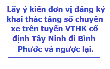 Lấy ý kiến đơn vị đăng ký khai thác tăng số chuyến xe trên tuyến VTHK cố định Tây Ninh đi Bình Phước và ngược lại.