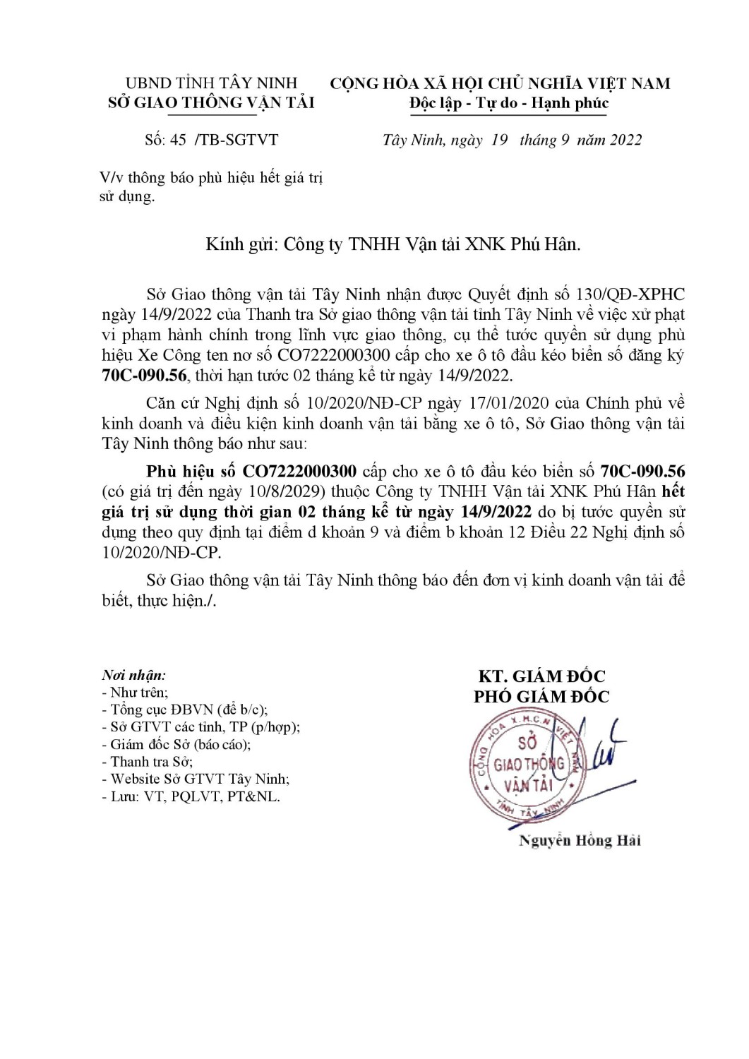 45 Thong bao PH het gia tri SD 70C09056 19 09 2022 Signed